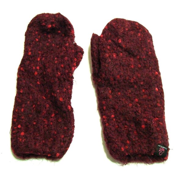 Cuddl Duds Burgundy Red Plush Speckled Knitted Mittens One Size So Soft Warm - Picture 2 of 6